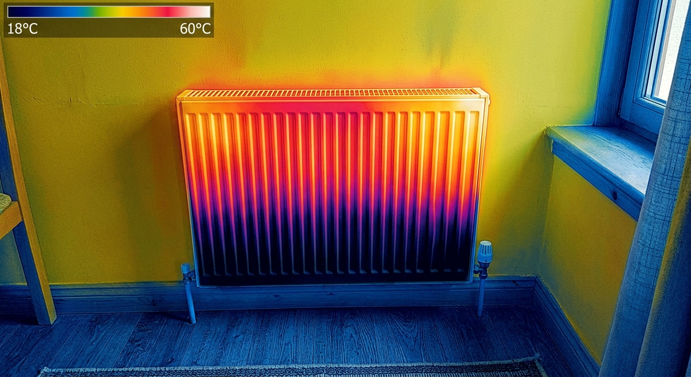 Radiateurs froids en bas et chauds en haut